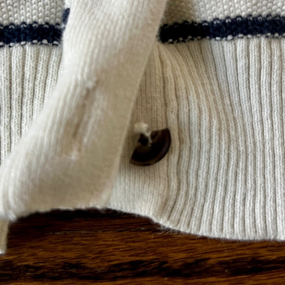 Madewell White and Navy Striped Cotton Cardigan Cotton Size Medium Nautical - Picture 5 of 9
